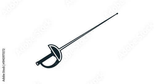 Elegant Fencing Sword with Protective Guard Detailed Illustration.