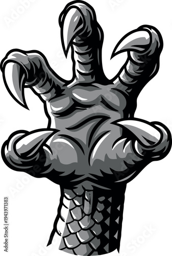 Gray monster claw hand with scales