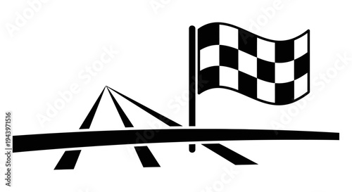 Finish Line Flag and Road Symbolizing Competition and Success.