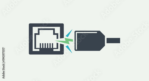 Ethernet Cable Connecting to Network Port Icon.