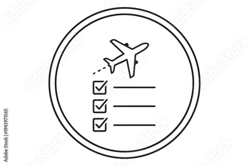 Airplane Travel Planning Checklist Icon