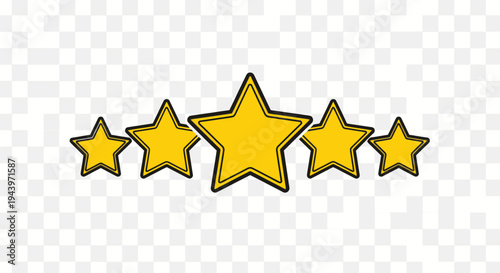 Five Golden Stars Rating System Illustration.
