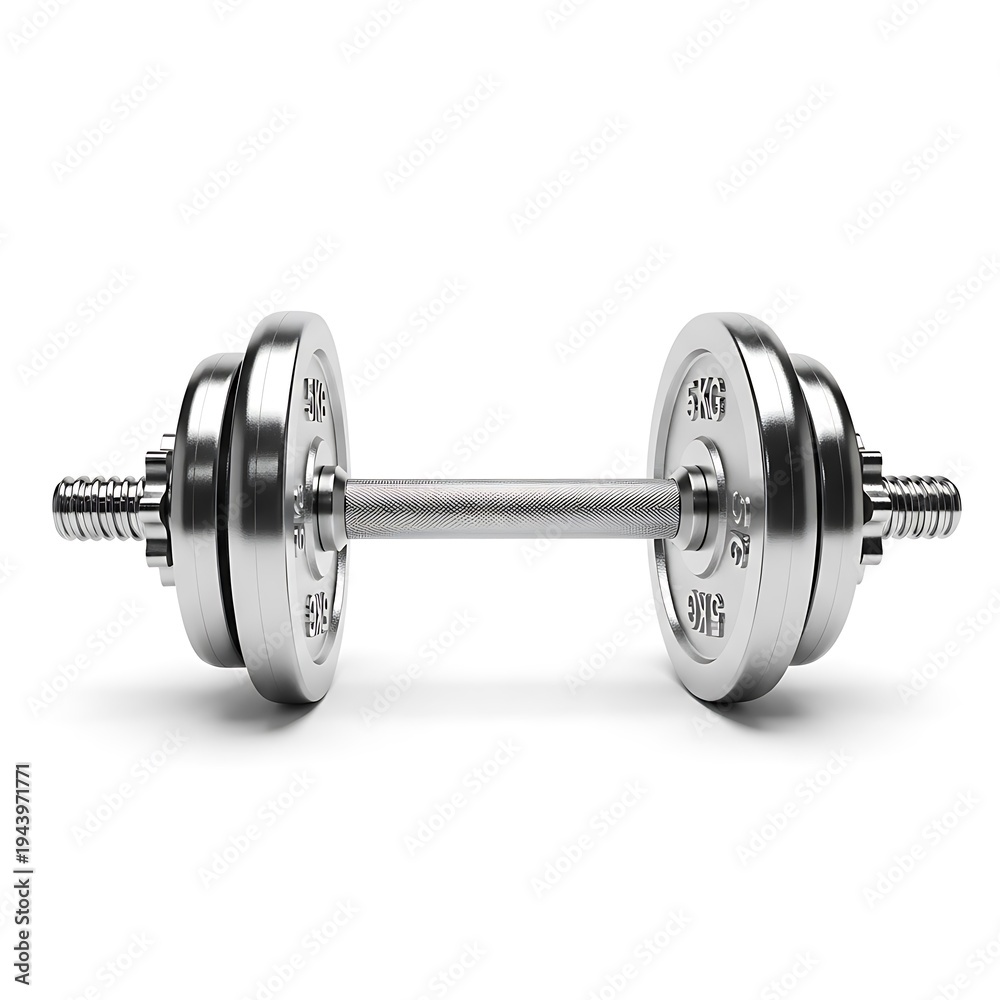 Obraz premium A silver dumbbell with weights on both ends