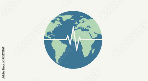 Global health heartbeat on planet Earth illustration.