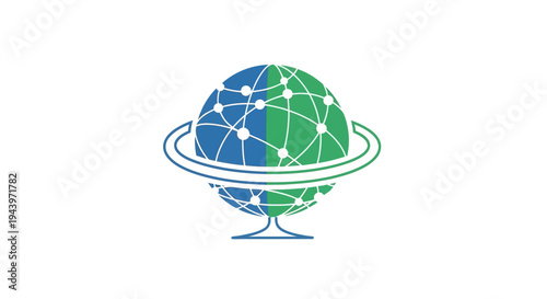 Global Network Connection Globe with Orbit Ring.