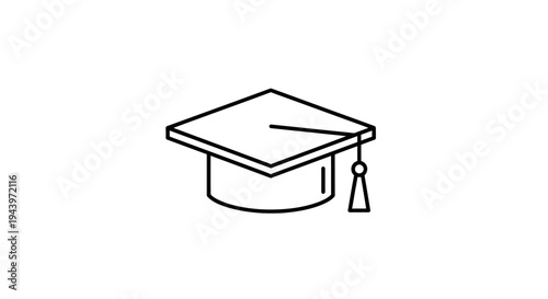 Graduation Cap Icon Simple Line Art Design.