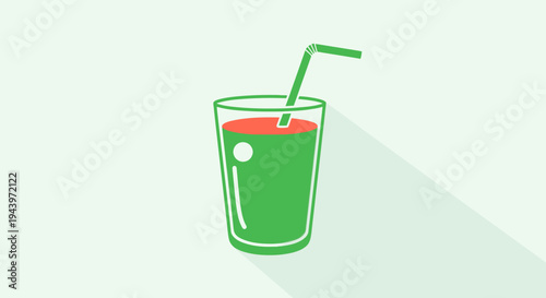 Green Juice with Red Top and Straw.