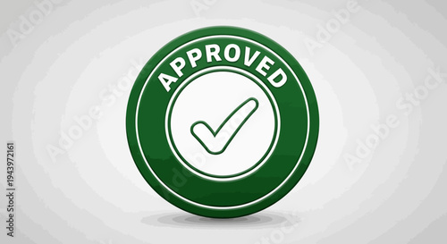 Green Approved Stamp with Checkmark Symbol.