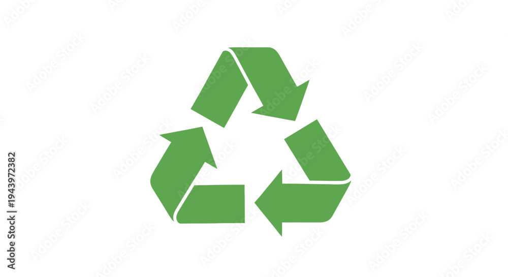 Obraz premium Green recycling symbol on a white background representing sustainability.