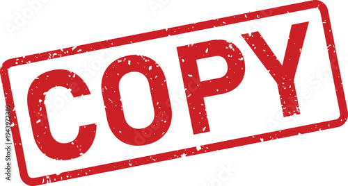 A textured red grunge rubber stamp displaying the word COPY diagonally on a clean white background
