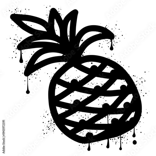 Pineapple graffiti with black spray paint