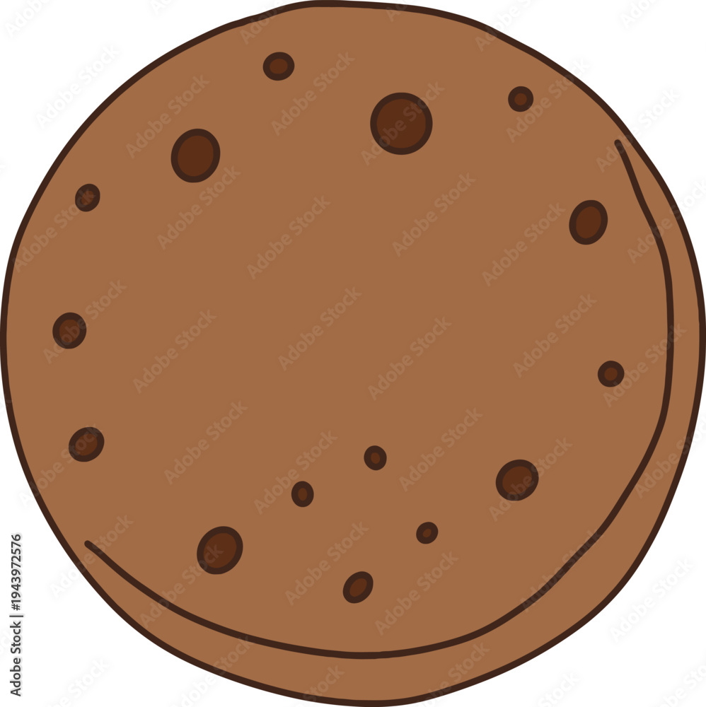 Fototapeta premium Chocolate Chip Cookie Brown Flat Design