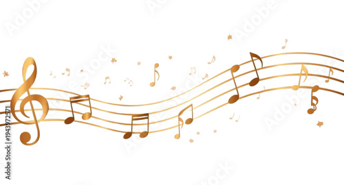 Abstract Composition of Musical Symbols with Golden Treble Clef