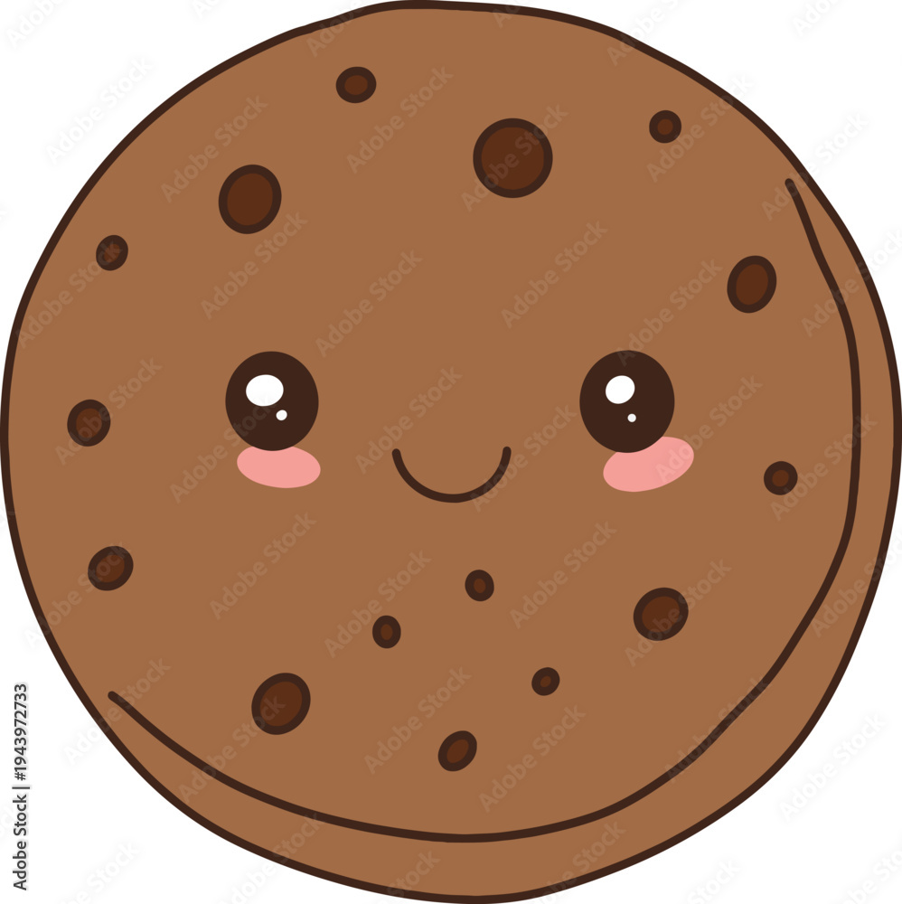 Fototapeta premium Cute Chocolate Chip Cookie Flat Illustration