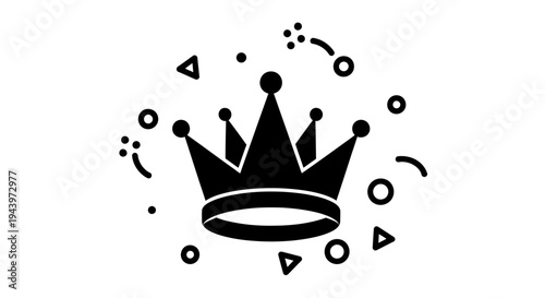 Black crown icon with symbols.