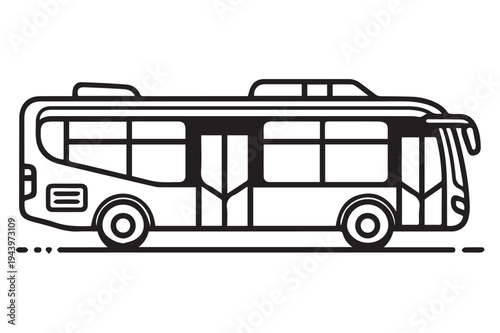 Line art drawing of a modern public transport bus