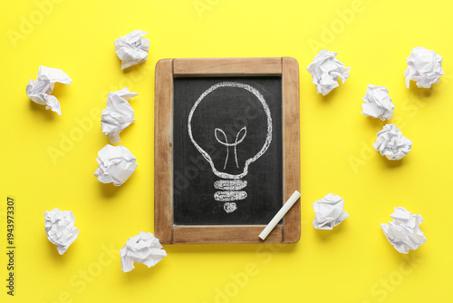 Blackboard with drawn light...
