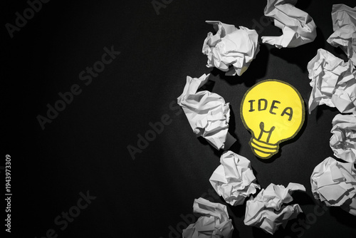 Paper light bulb with word ...