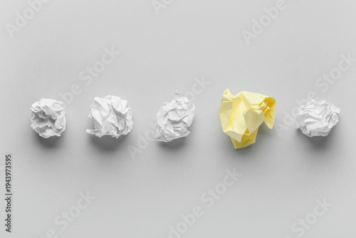 Different crumpled papers o...