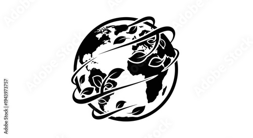 Black and white globe icon.