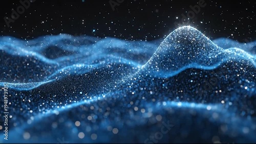 Glimmering Blue Waves of Light Creating a Dreamy Abstract Landscape