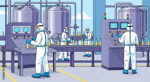 Workers in Industrial Laboratory Setting.