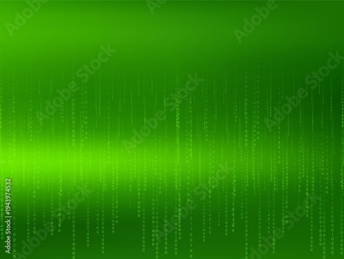 Futuristic green digital matrix background with falling binary code, abstract technology data rain pattern for sci fi and cyber design

