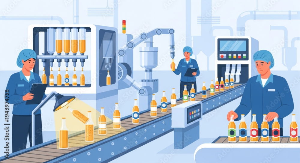 Obraz premium Workers on a production line.