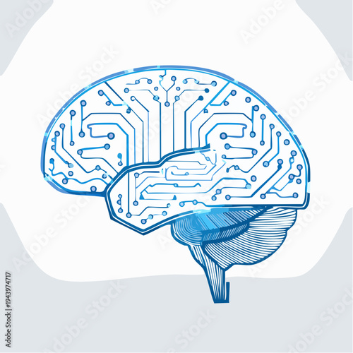 Artificial Intelligence Brain Circuitry - Digital Human Mind Concept