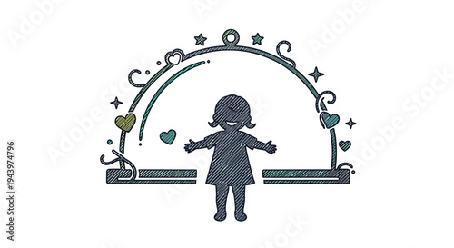 Little girl with outstretched arms standing.