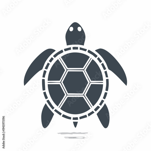 Stylized Graphic Design of a Majestic Sea Turtle with Geometric Shell Pattern