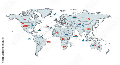World Map with Marked Locations.