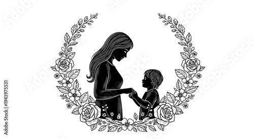 Mother and child holding hands.