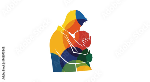 Man Hugging Little Child Tight.