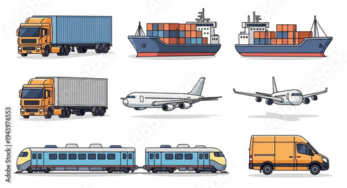 Transportation Vehicles Logistics Illustration.