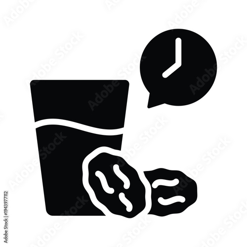A premium glyph icon representing iftar time, ready to use