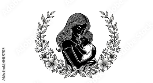 Woman Holding Newborn Baby Close.