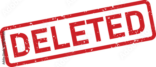 Grunge style red rubber stamp clearly presenting the word DELETED on a crisp white background