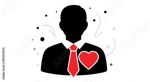 Businessman with heart on suit.