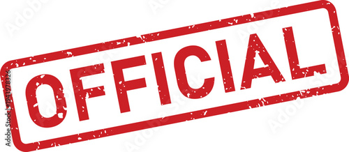 Prominent red grunge textured rubber stamp with the word OFFICIAL displayed on a bright white surface