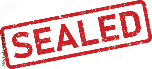 Prominent red rubber stamp impression with the word SEALED indicating official closure or secure packaging