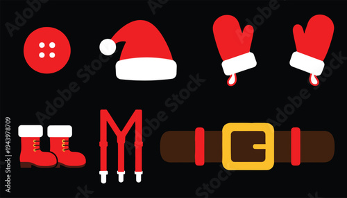 Christmas icons and belt buckle graphic