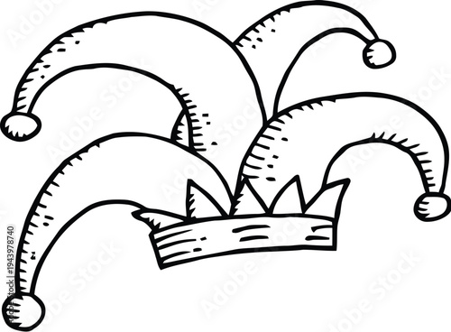Doodle style jester hat with april fool's day text with fools hat with comedy with prank with joke