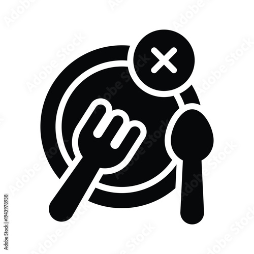 Here is a latest glyph style icon depicting fasting concept