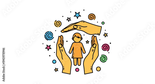 Child Protected By Hands Graduation.