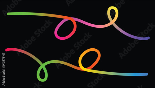 Glowing neon light trails in black background