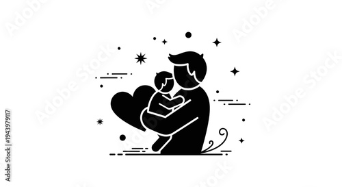 Man Hugging Baby with Heart.
