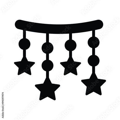 An editable glyph style icon showing islamic hanging stars