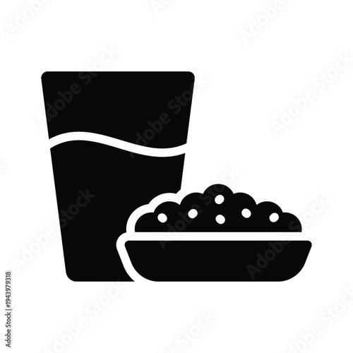 An editable glyph icon showing sehri meal for fasting use