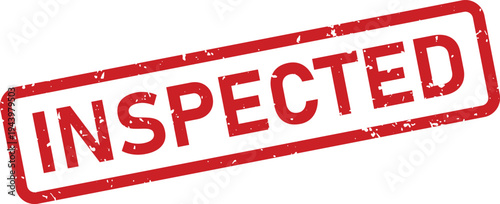 Red grunge inspected stamp with distressed texture on a clean white background for quality assurance
